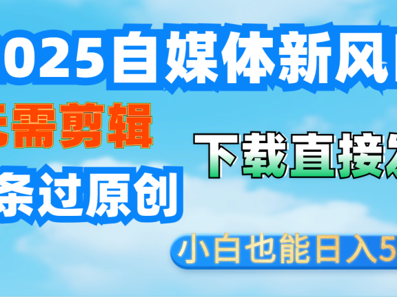 短视频王炸玩法：无需剪辑，下载直接发，条条过原创，小白也能日入500+