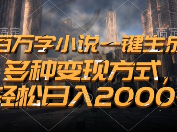 百万字小说一键生成,轻松日入2000+,多种变现方式