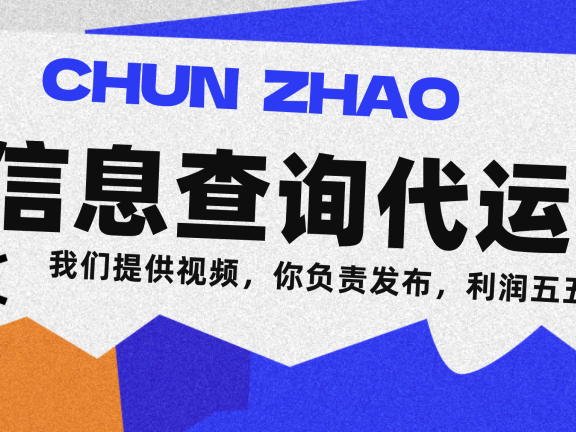 信息查询代运营小众蓝海爆款项目，每天发发视频，单日稳定变现500+